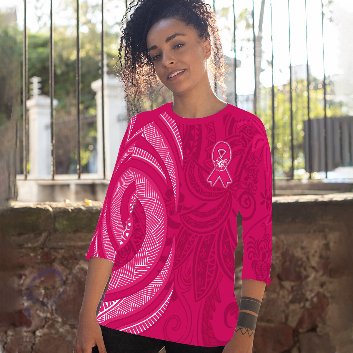 Panthers Rugby Raglan 3/4 Sleeve T Shirt Premiers 2022 Back to Back Champions LT13 Pink - Polynesian Pride