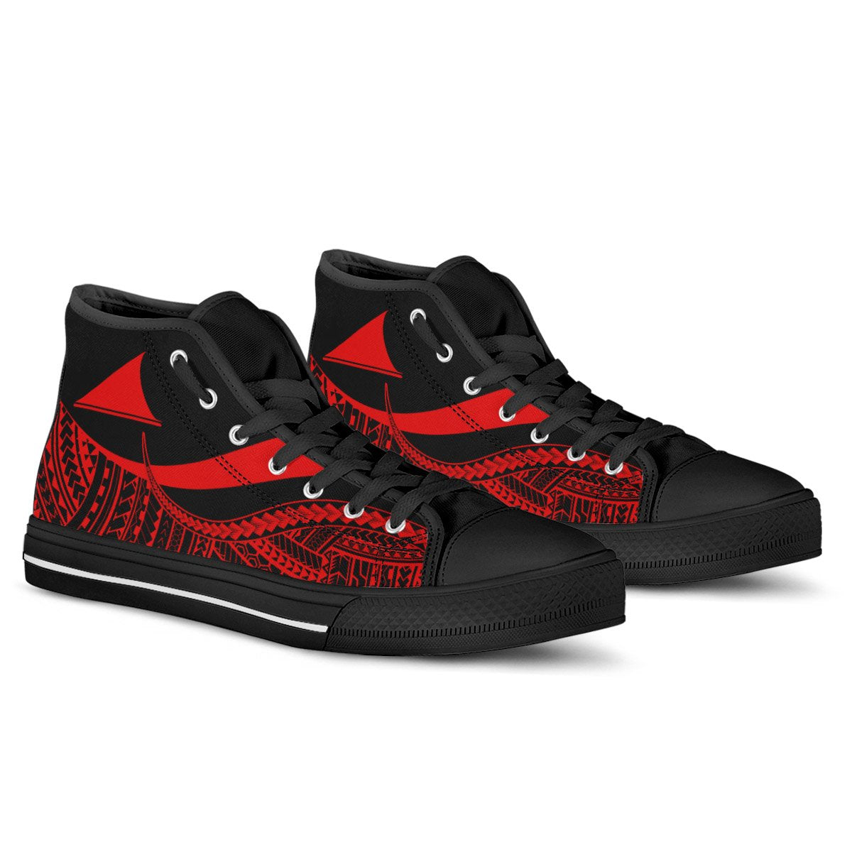 Tokelau High Top Shoes Red - Polynesian Tentacle Tribal Pattern - Polynesian Pride