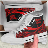 Marshall Islands High Top Shoes Red - Polynesian Tentacle Tribal Pattern Crest - Polynesian Pride