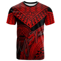 American Samoa Custom T Shirt Red Polynesian Necklace and Lauhala Unisex Red - Polynesian Pride