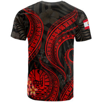 Tahiti Polynesian T Shirt Red Plumeria - Polynesian Pride