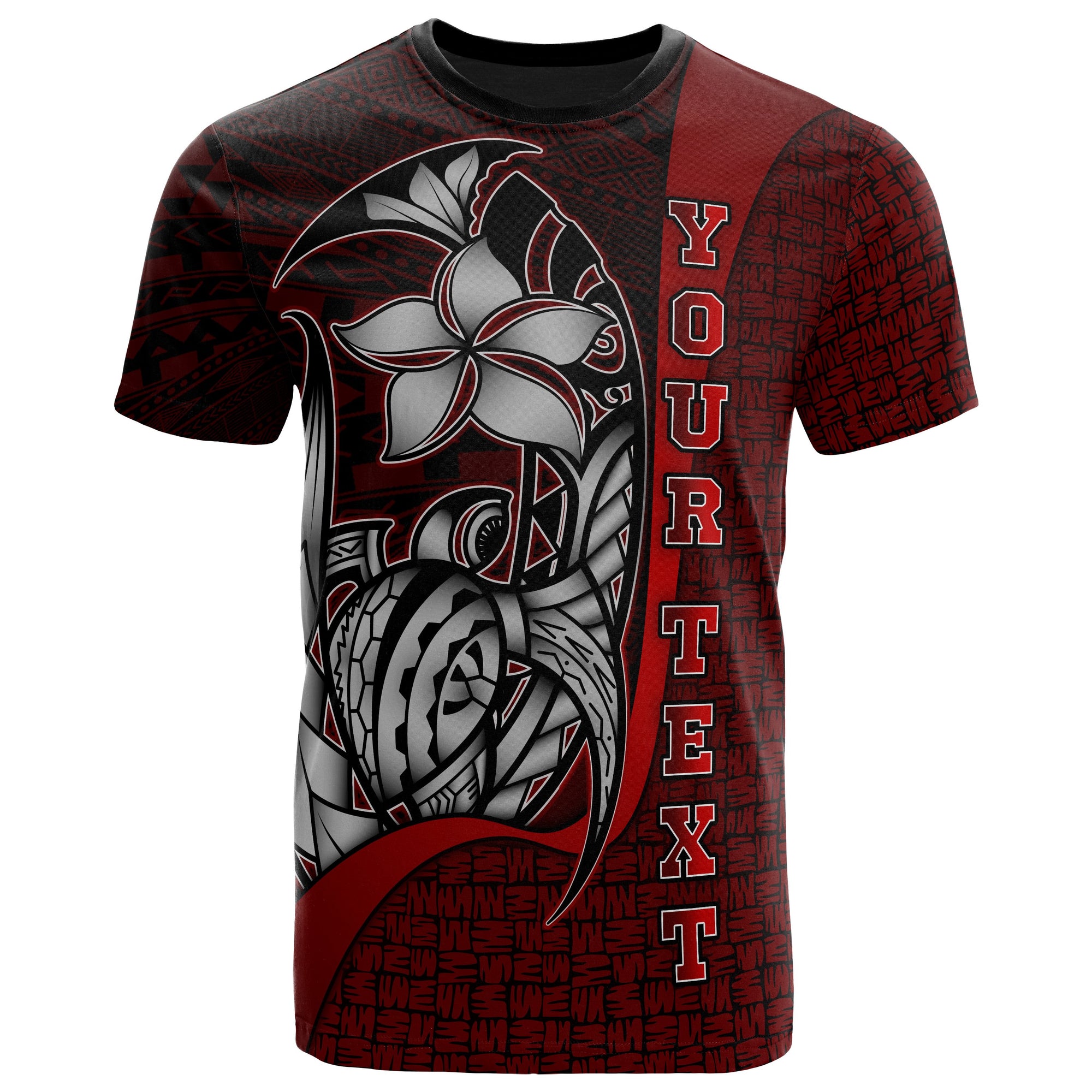 Polynesian Custom T Shirt Red Turtle with Hook Unisex RED - Polynesian Pride