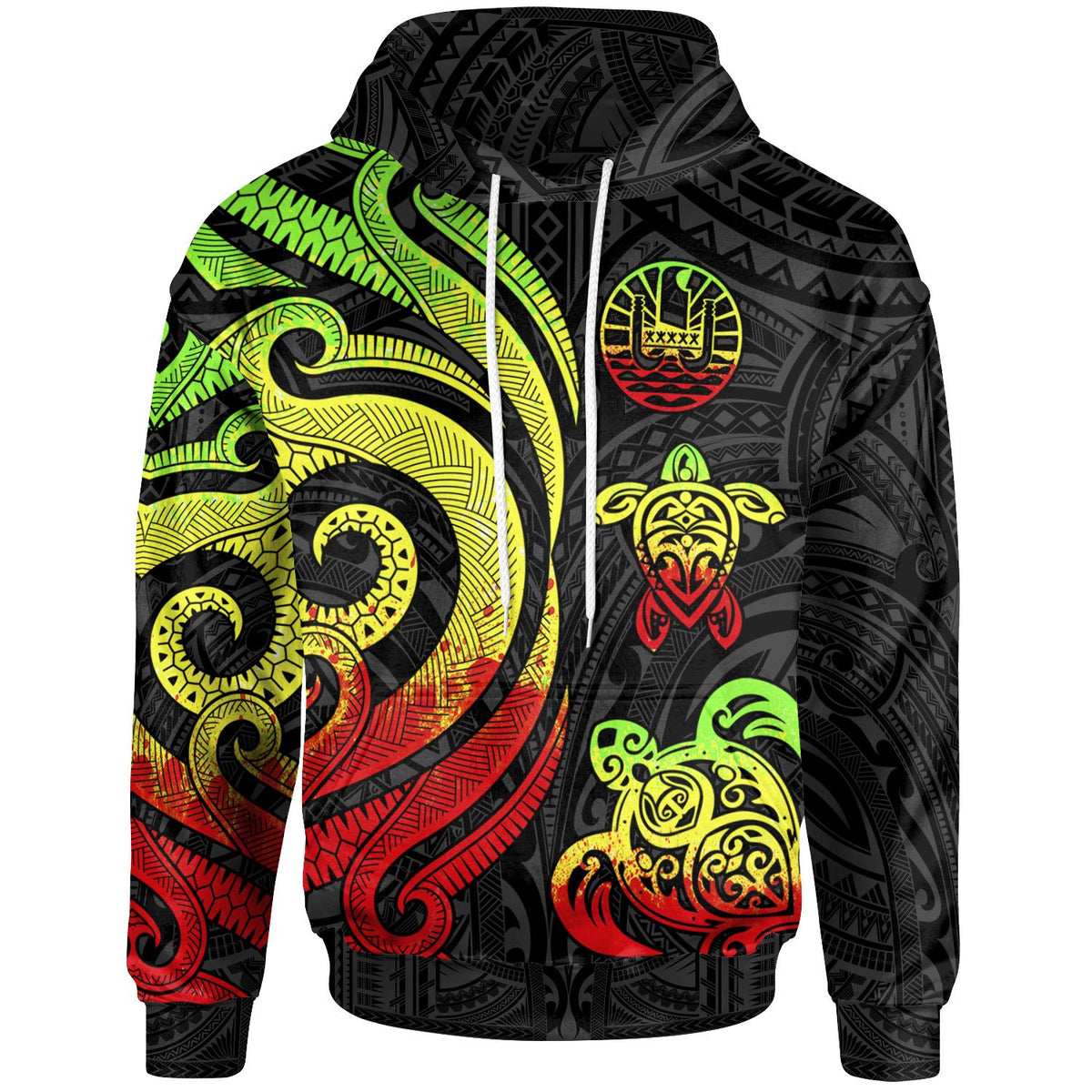 Tahiti Polynesian Hoodie Reggae Tentacle Turtle Unisex Reggae - Polynesian Pride