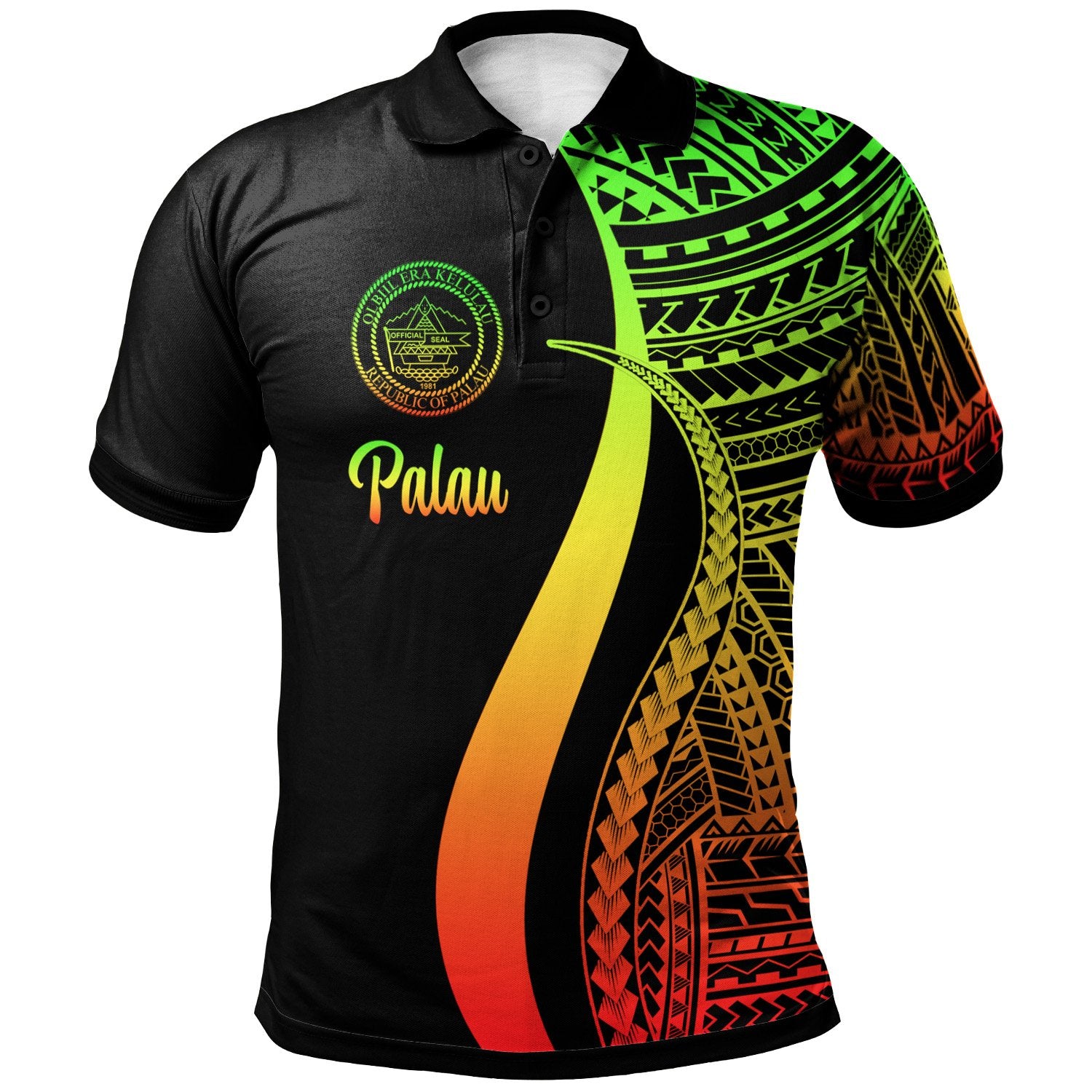 Palau Polo Shirt Reggae Polynesian Tentacle Tribal Pattern Unisex Reggae - Polynesian Pride