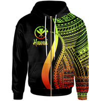 Hawaii Zip up Hoodie Reggae Tentacle Tribal Pattern Unisex Reggae - Polynesian Pride