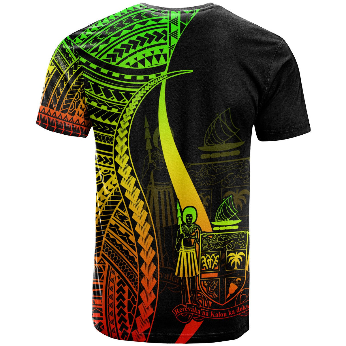 Fiji Custom T Shirt Reggae Polynesian Tentacle Tribal Pattern Crest - Polynesian Pride