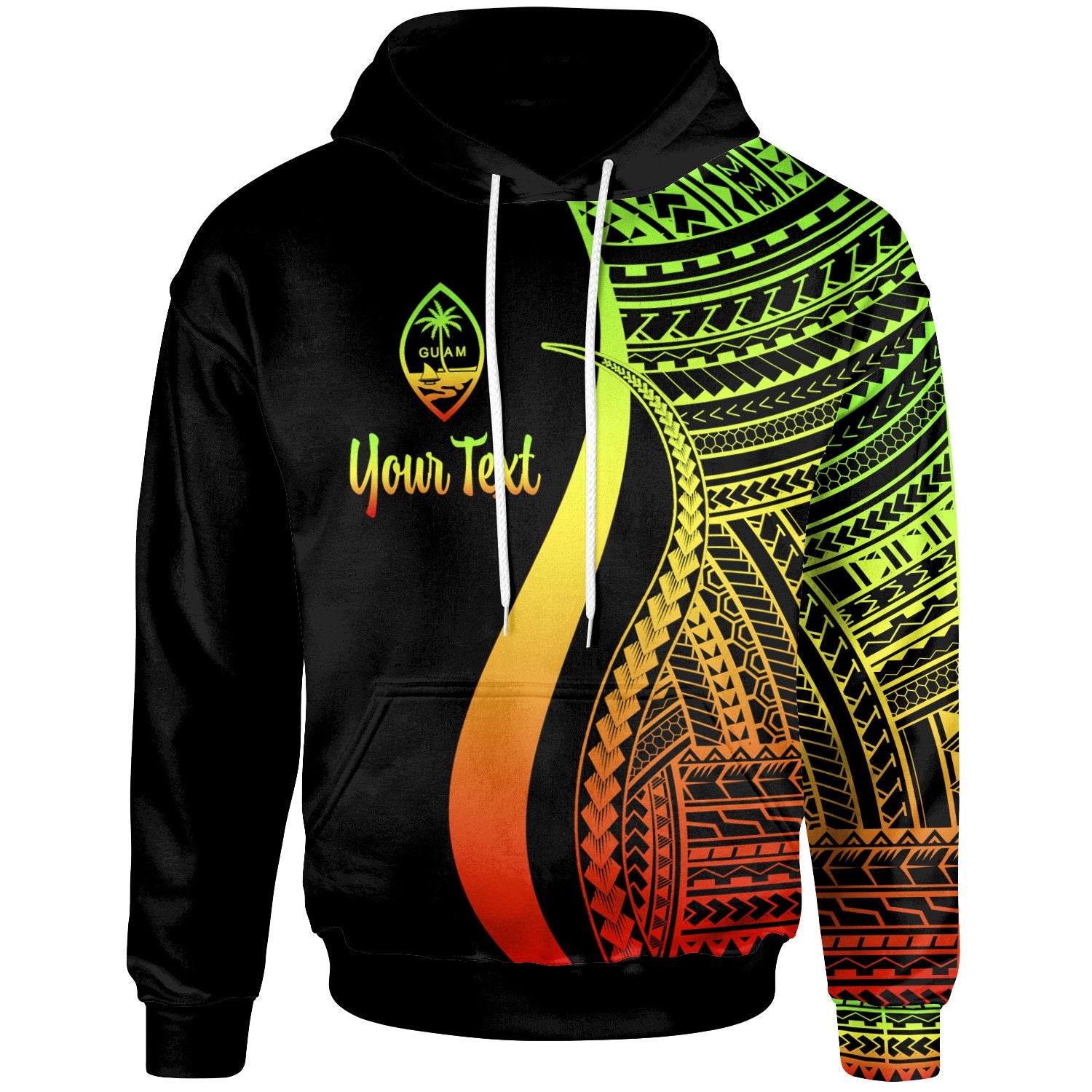 Guam Custom Hoodie Reggae Tentacle Tribal Pattern Unisex Reggae - Polynesian Pride