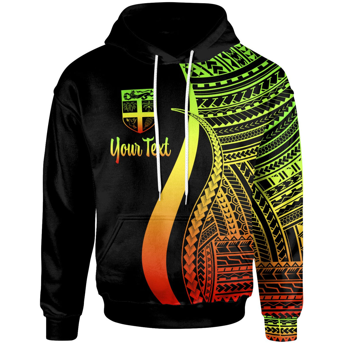 Fiji Zip up Hoodie Reggae Tentacle Tribal Pattern Unisex Reggae - Polynesian Pride