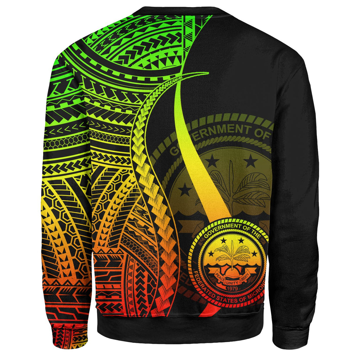 Federated States of Micronesia Custom Personalised Sweatshirt - Reggae Polynesian Tentacle Tribal Pattern - Polynesian Pride