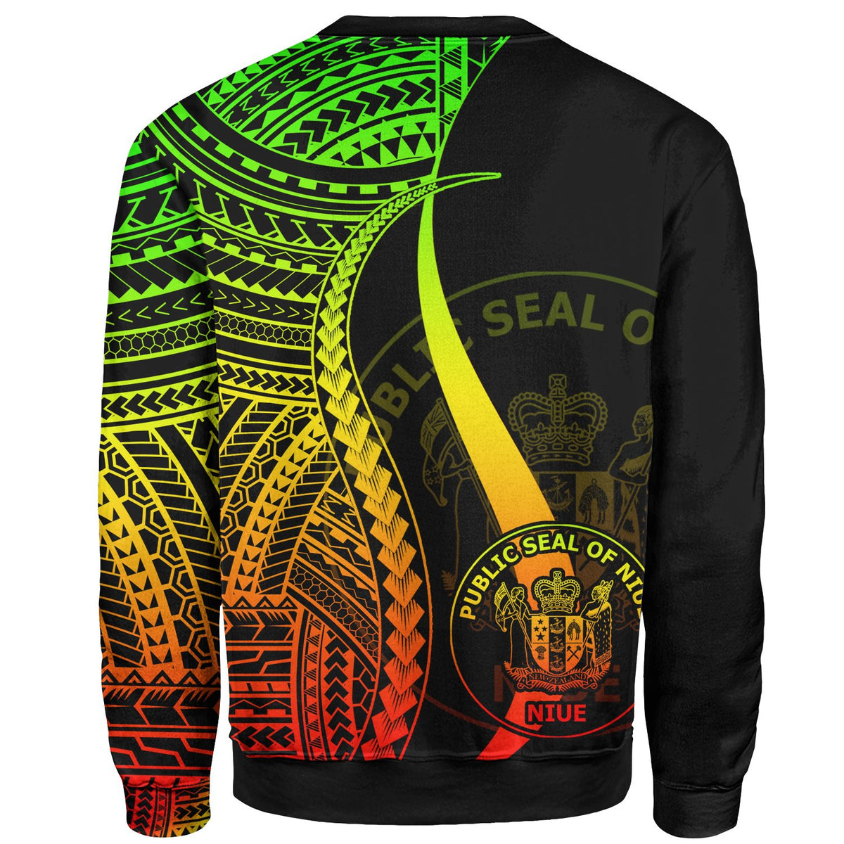 Niue Custom Personalised Sweatshirt - Reggae Polynesian Tentacle Tribal Pattern - Polynesian Pride