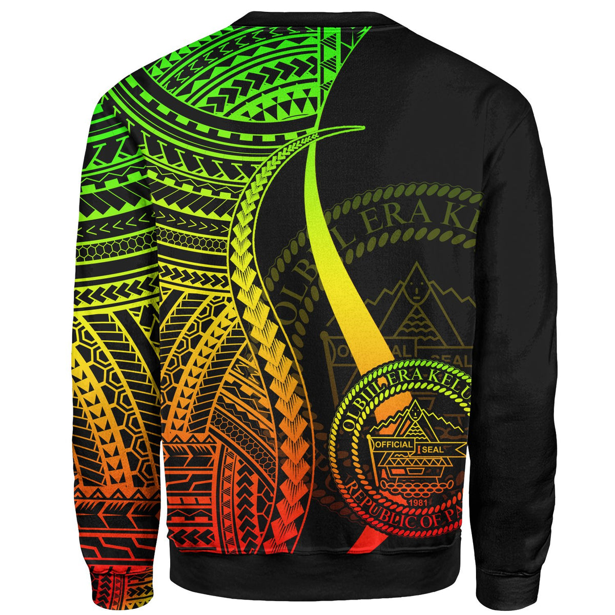 Palau Sweatshirt - Reggae Polynesian Tentacle Tribal Pattern Crest - Polynesian Pride