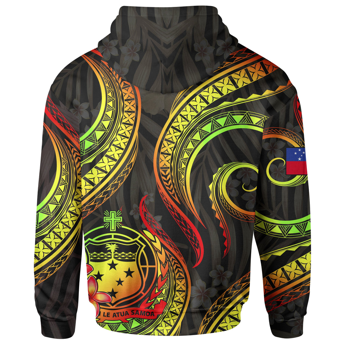 Samoa Polynesian Zip up Hoodie Reggae Plumeria - Polynesian Pride