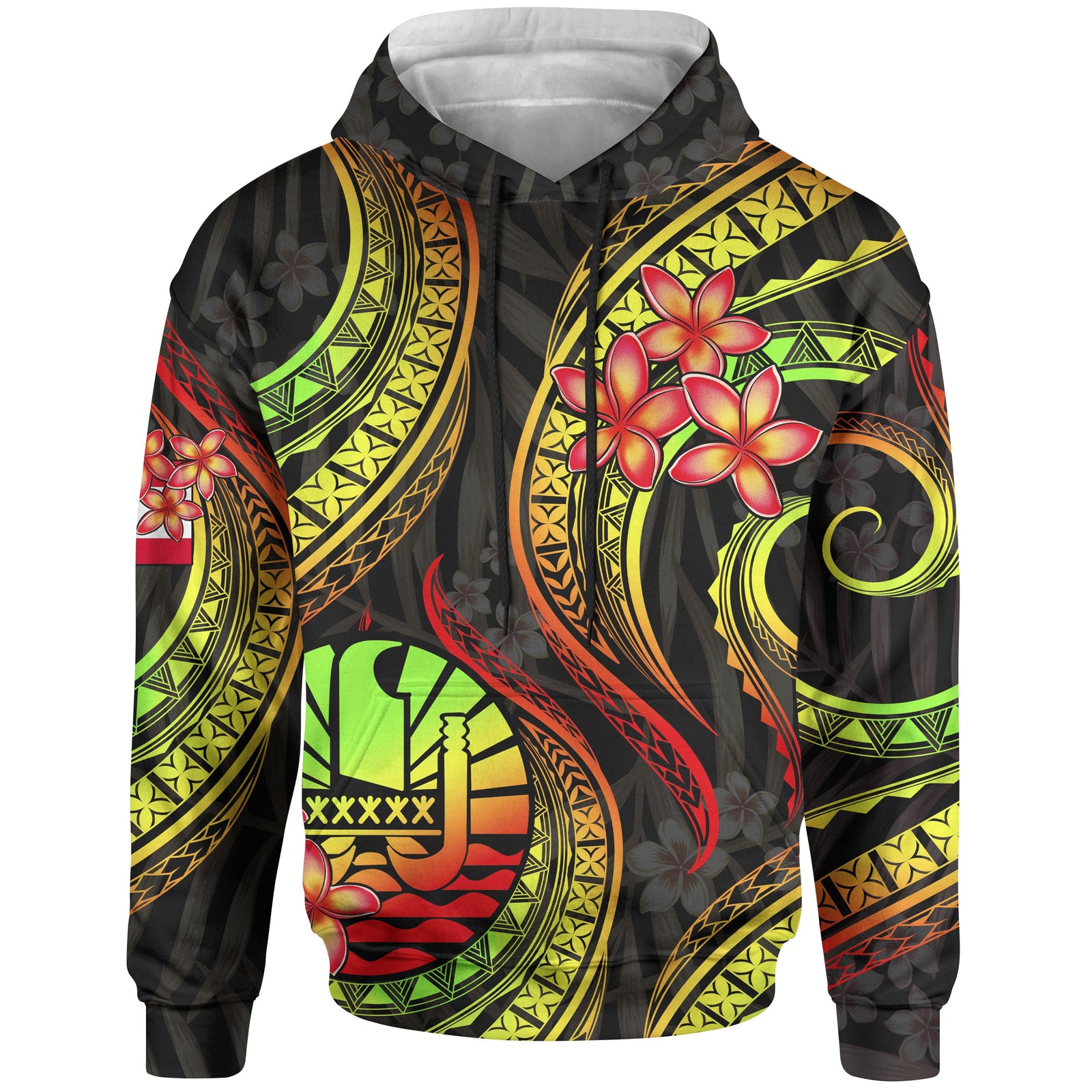 Tahiti Polynesian Hoodie Reggae Plumeria Unisex REGGAE - Polynesian Pride