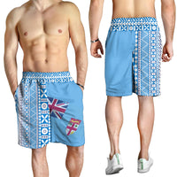Fiji Dreamy Men Short Tapa Pattern LT13 Blue - Polynesian Pride
