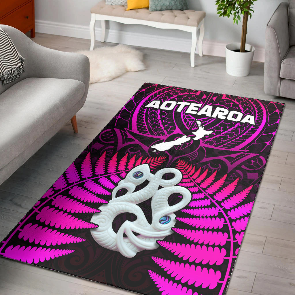 Aotearoa Fern Area Rug New Zealand Hei Tiki Purple Style LT13 Purple - Polynesian Pride