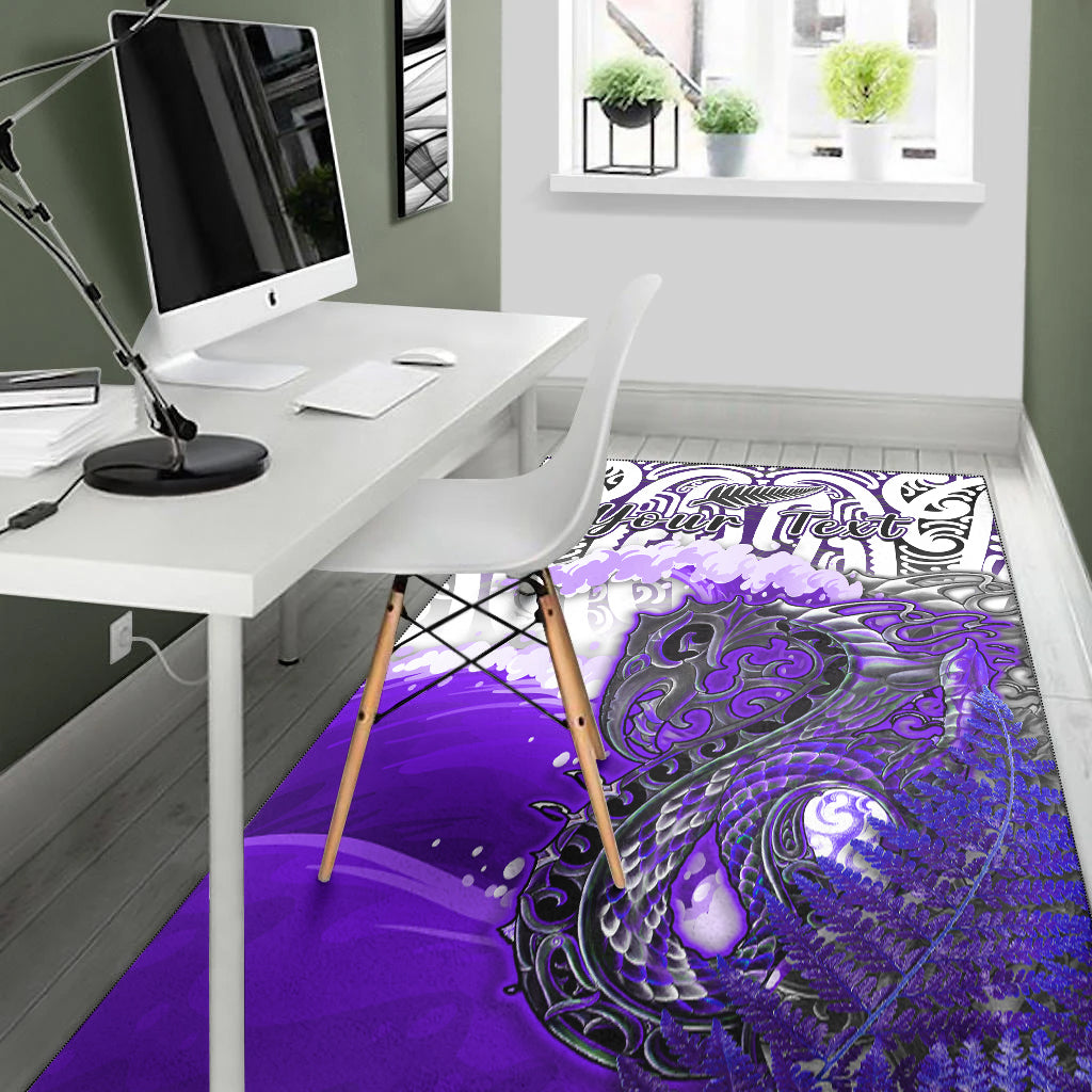 (Custom Personalised) Manaia Maori Area Rug Fern Aotearoa Purple Waves LT13 - Polynesian Pride