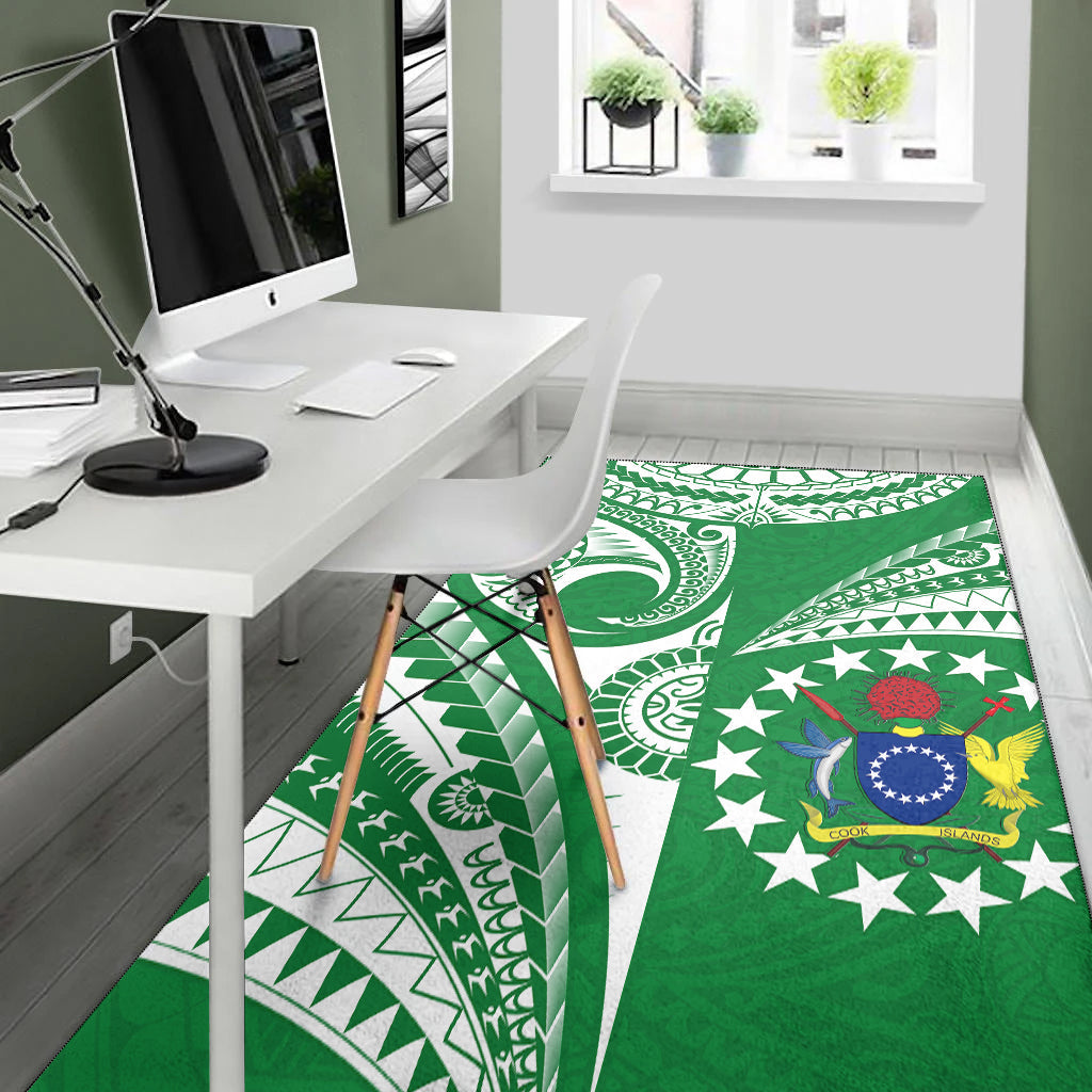 Cook Islands Tatau Area Rug Symbolize Passion Stars Version Green LT13 Green - Polynesian Pride
