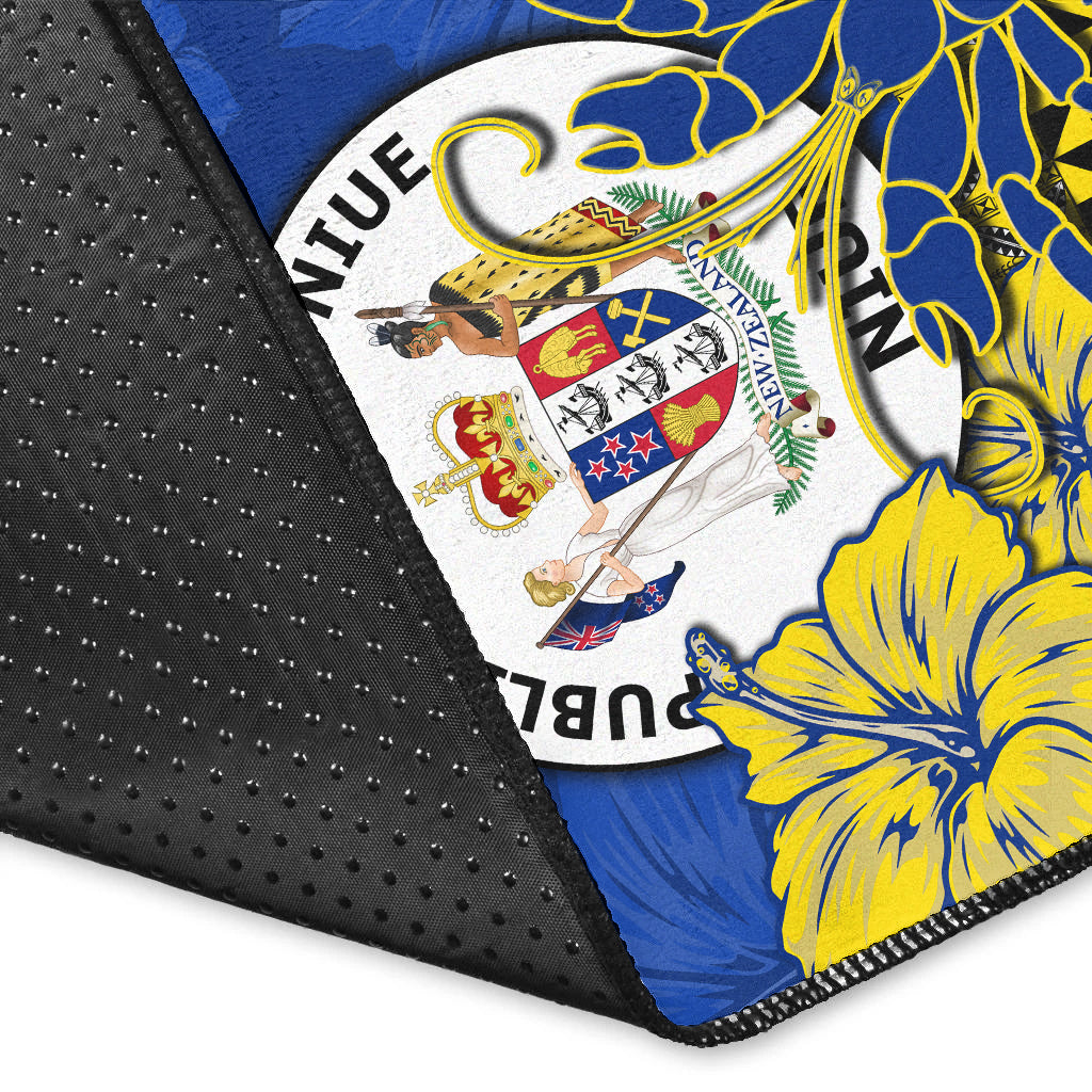 (Custom Personalised) Niue Hiapo Area Rug Rock of Polynesia Tapa Niuean Crab Happy Day LT13 - Polynesian Pride