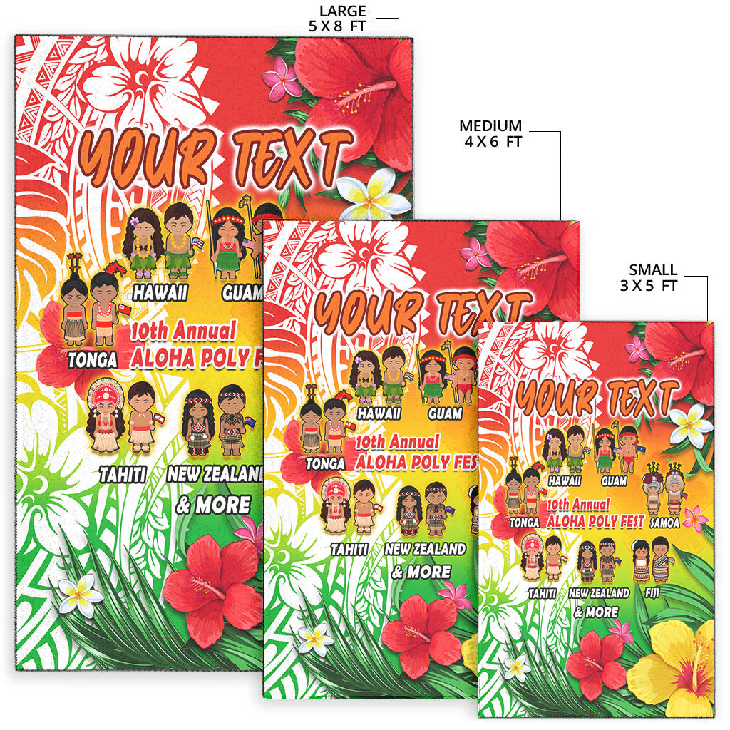 (Custom Personalised) Aloha Poly Fest Area Rug Polynesian Pattern With Tropical Flowers LT14 - Polynesian Pride