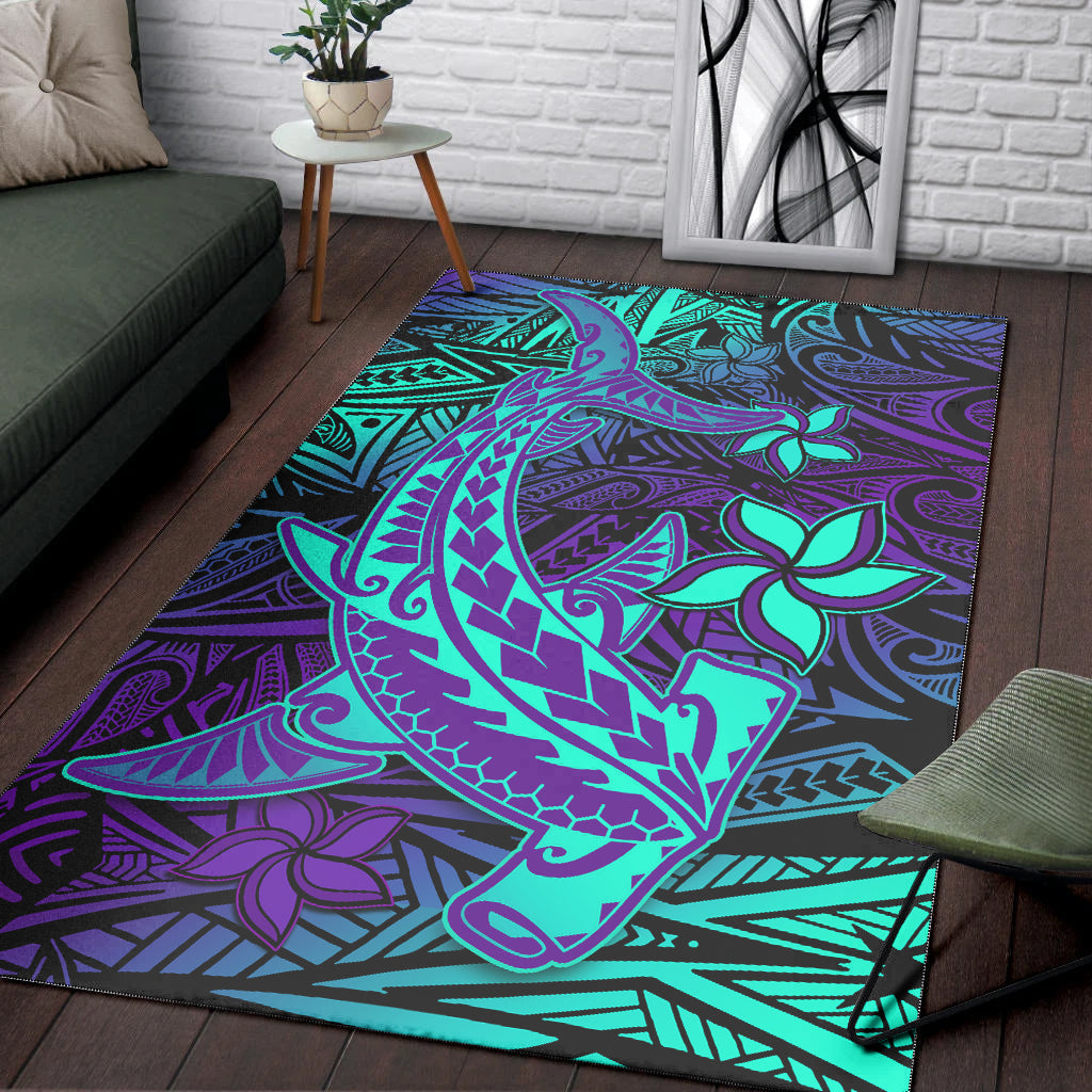 Polynesian Area Rug Purple Paradise Hawaiian Tribal Hammerhead Shark LT14 - Polynesian Pride