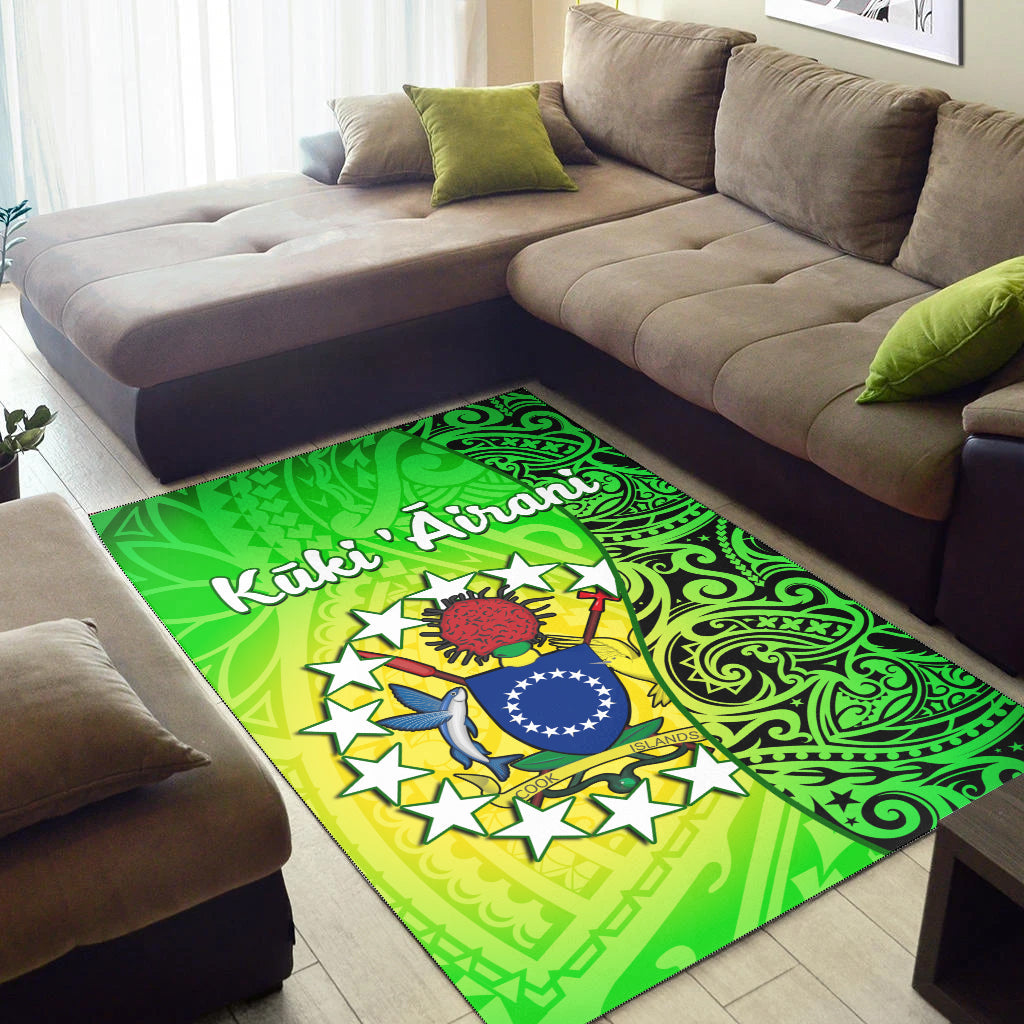 Cook Islands Area Rug Cook Islands Coat Of Arms Turtle Polynesian LT14 - Polynesian Pride