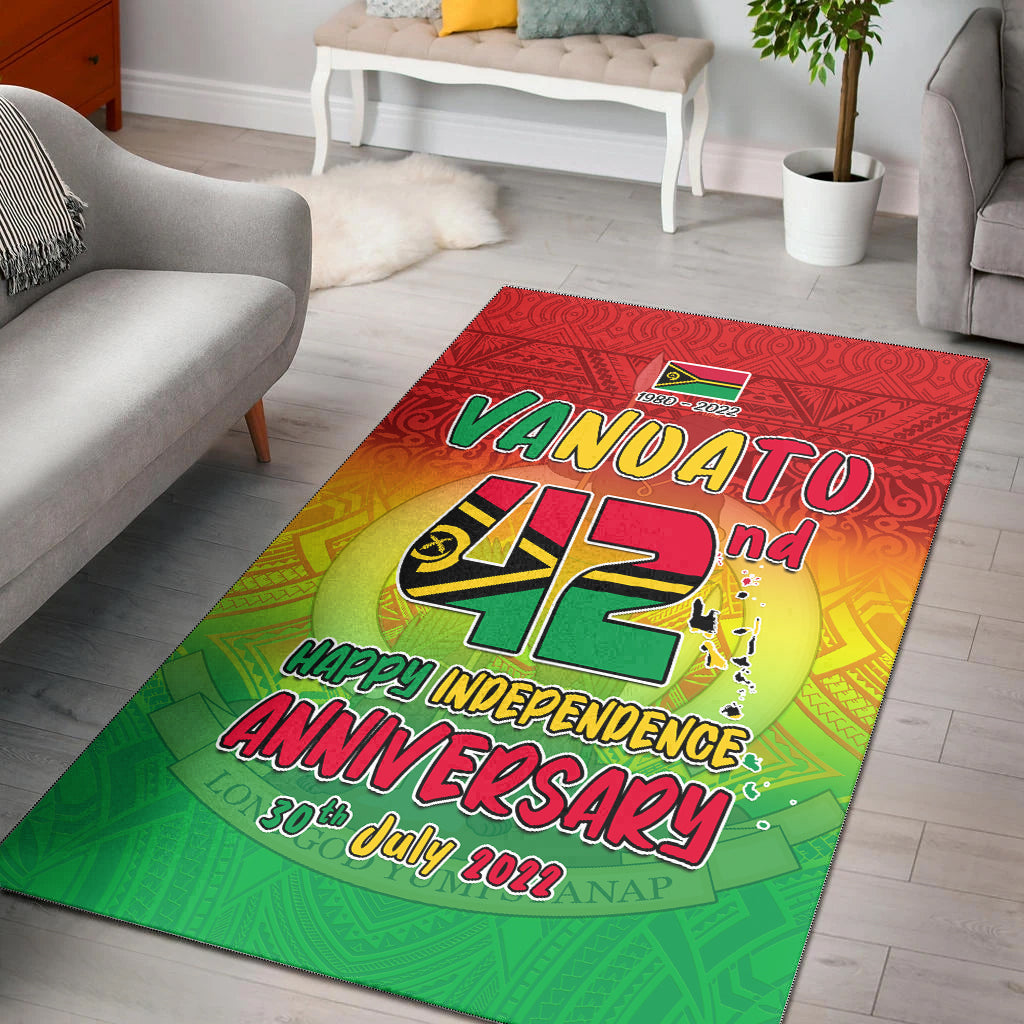 Vanuatu Independence Day Area Rug 42nd Anniversary Yumi Yumi Yumi LT13 Red - Polynesian Pride