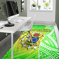 Happy Mangaia Gospel Day Area Rug Cook Islands Coat Of Arms Polynesian Pattern LT14 - Polynesian Pride