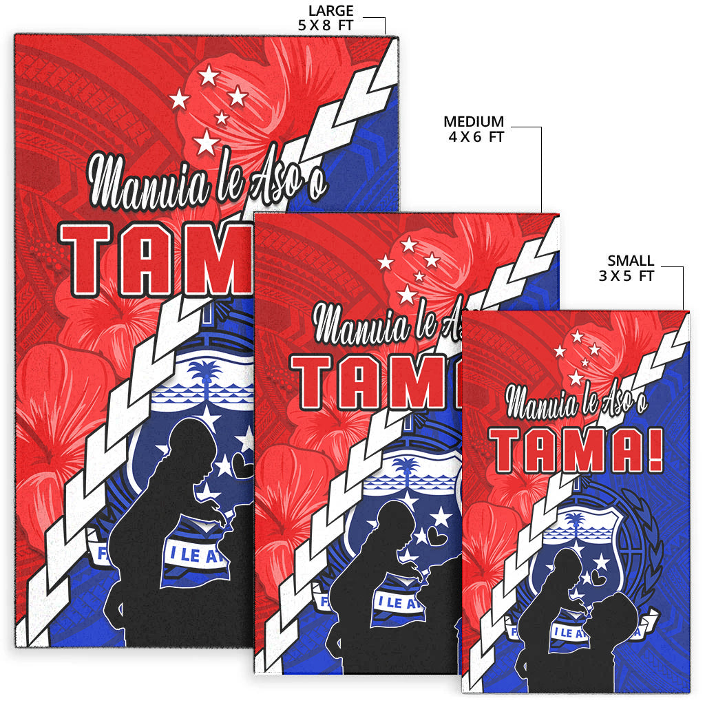 Happy Samoan Fathers Day Area Rug Hibiscus Mix Polynesian Pattern LT14 - Polynesian Pride