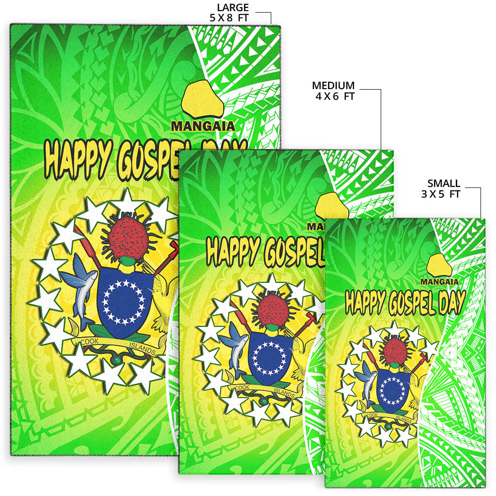Happy Mangaia Gospel Day Area Rug Cook Islands Coat Of Arms Polynesian Pattern LT14 - Polynesian Pride
