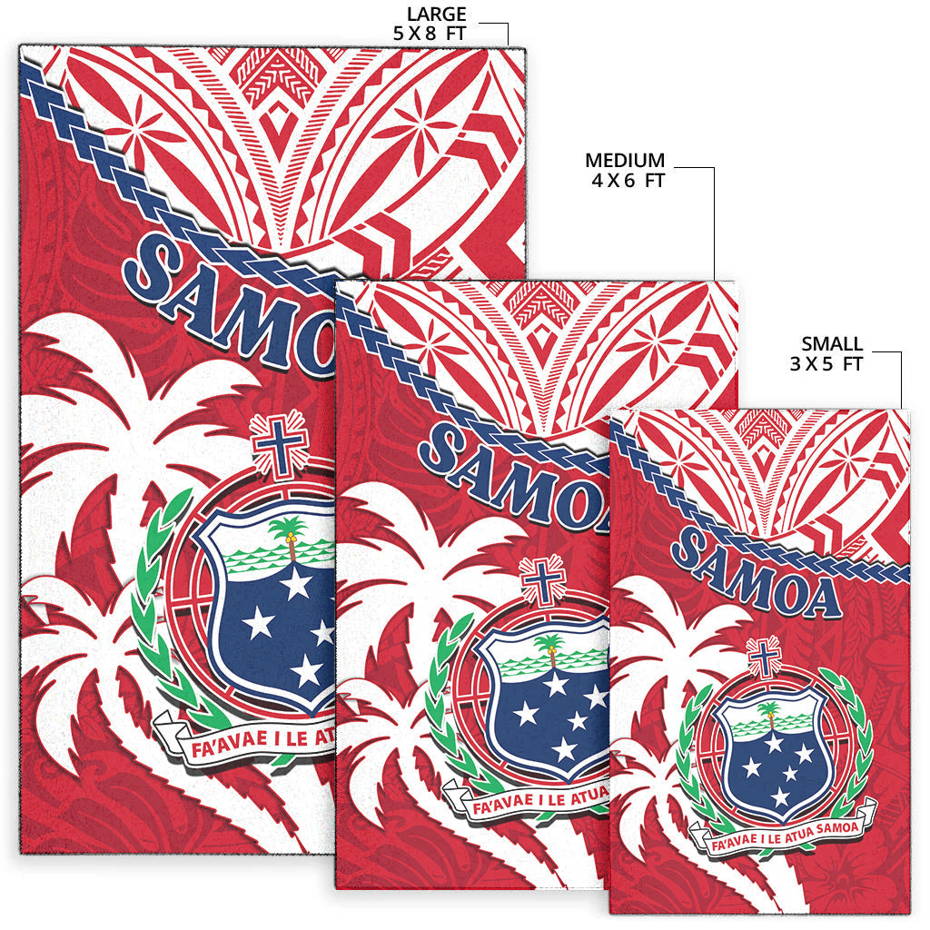 Samoa Area Rug Samoan Coat Of Arms With Coconut Red Style LT14 - Polynesian Pride