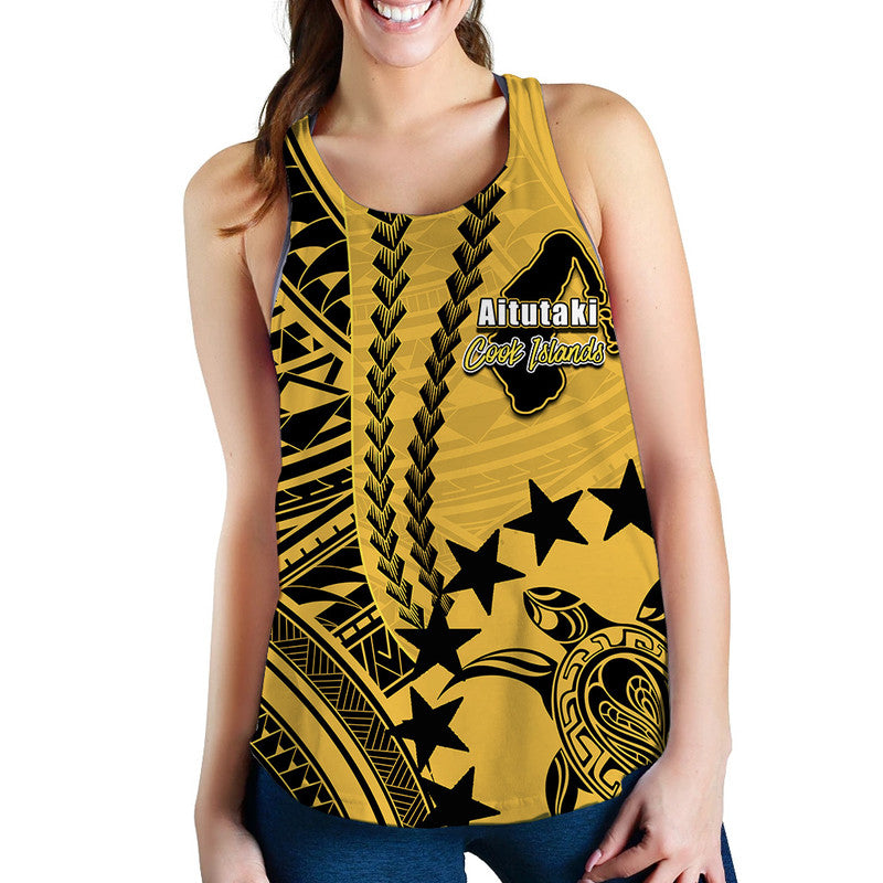 Cook Islands Aitutaki Polynesian Women Tank Top LT6 Yellow - Polynesian Pride