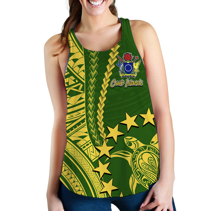 Cook Islands Polynesian Women Tank Top LT6 Green - Polynesian Pride