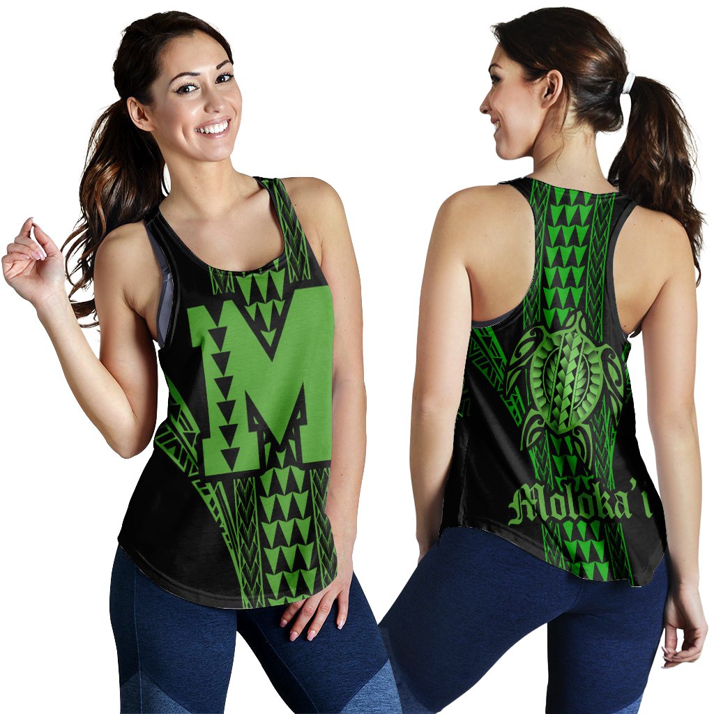 Molokai Island Polynesian Racerback Tank - Comely Style - AH Green - Polynesian Pride