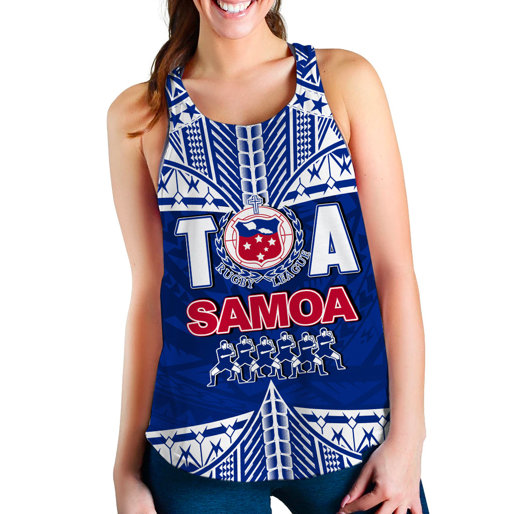 Toa Samoa Rugby Women Tank Top Siva Tau LT6 Blue - Polynesian Pride