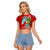 (Custom Personalised) Hawaii Mele Kalikimaka Cropped T-Shirt Santa Claus Surfing Xmas Time LT9 Female Red - Polynesian Pride