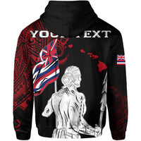 Personalized Hawaii Map Polynesian Warrior Ikaika Hoodie Zip William Style Red - Polynesian Pride