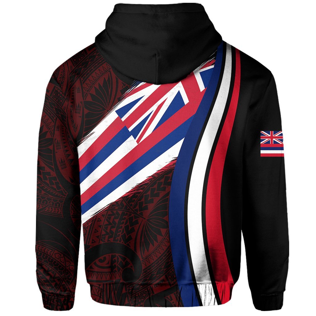 Hawaii Flag Polynesian Hoodie Zip Ten Style - Polynesian Pride