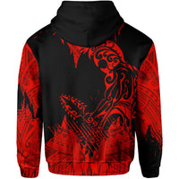 Hawaii Polynesian Hoodie Zip Warrior Ikaika Benjamin Style Red - Polynesian Pride
