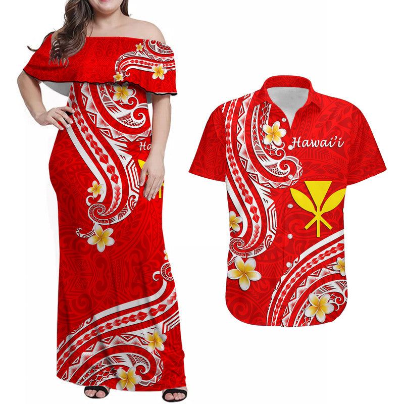 Hawaii Matching Dress and Hawaiian Shirt Red Polynesian Line Style LT9 Red - Polynesian Pride