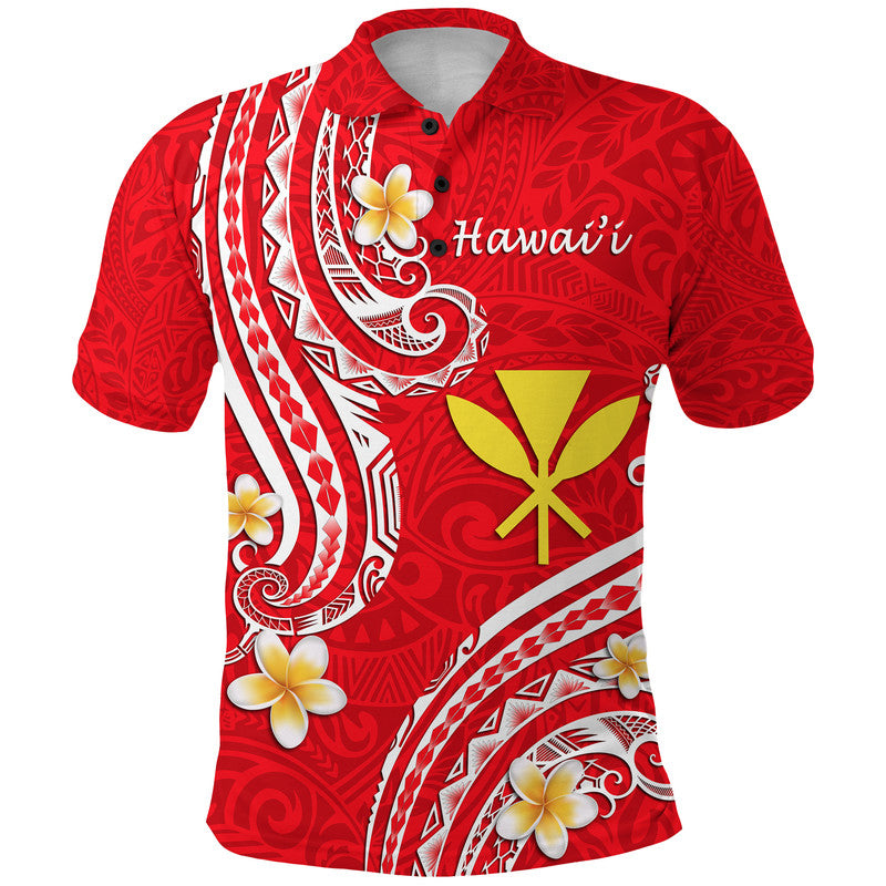 Hawaii Polo Shirt Red Polynesian Line Style LT9 Adult Red - Polynesian Pride