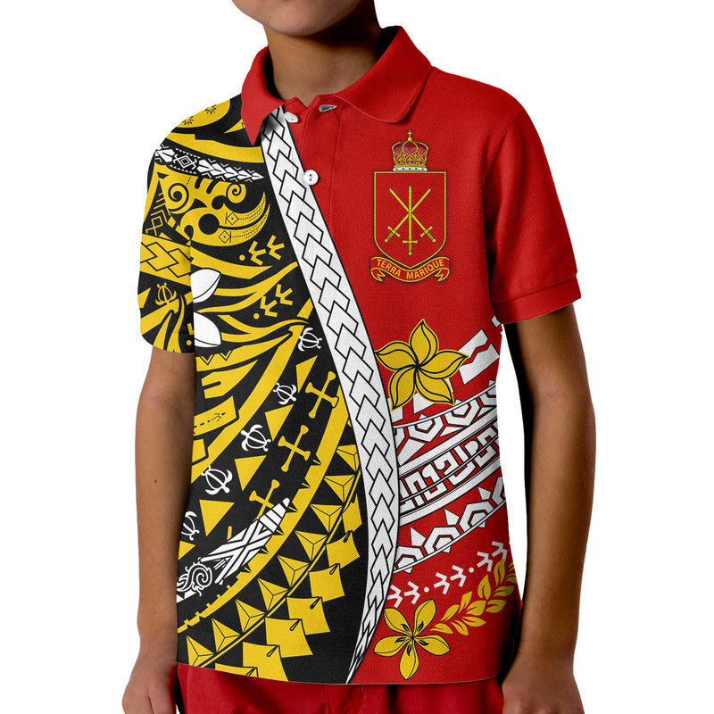 Tonga Terra Marique Polo Shirt Red Polynesian Minimalist Style LT9 Kid Red - Polynesian Pride