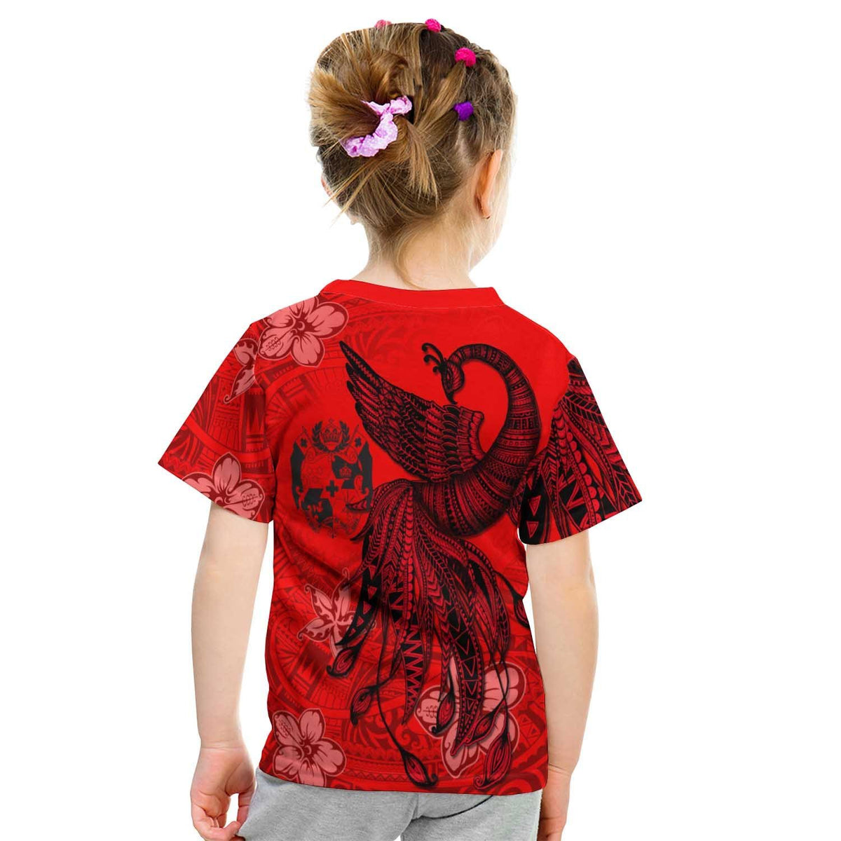 Tonga T Shirt Polynesian Phoenix Bird, Fairytales Bird Red - Polynesian Pride