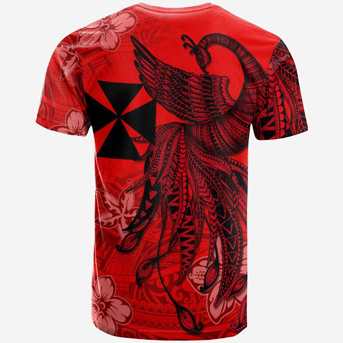 Wallis and Futuna T Shirt Polynesian Phoenix Bird, Fairytales Bird Red - Polynesian Pride