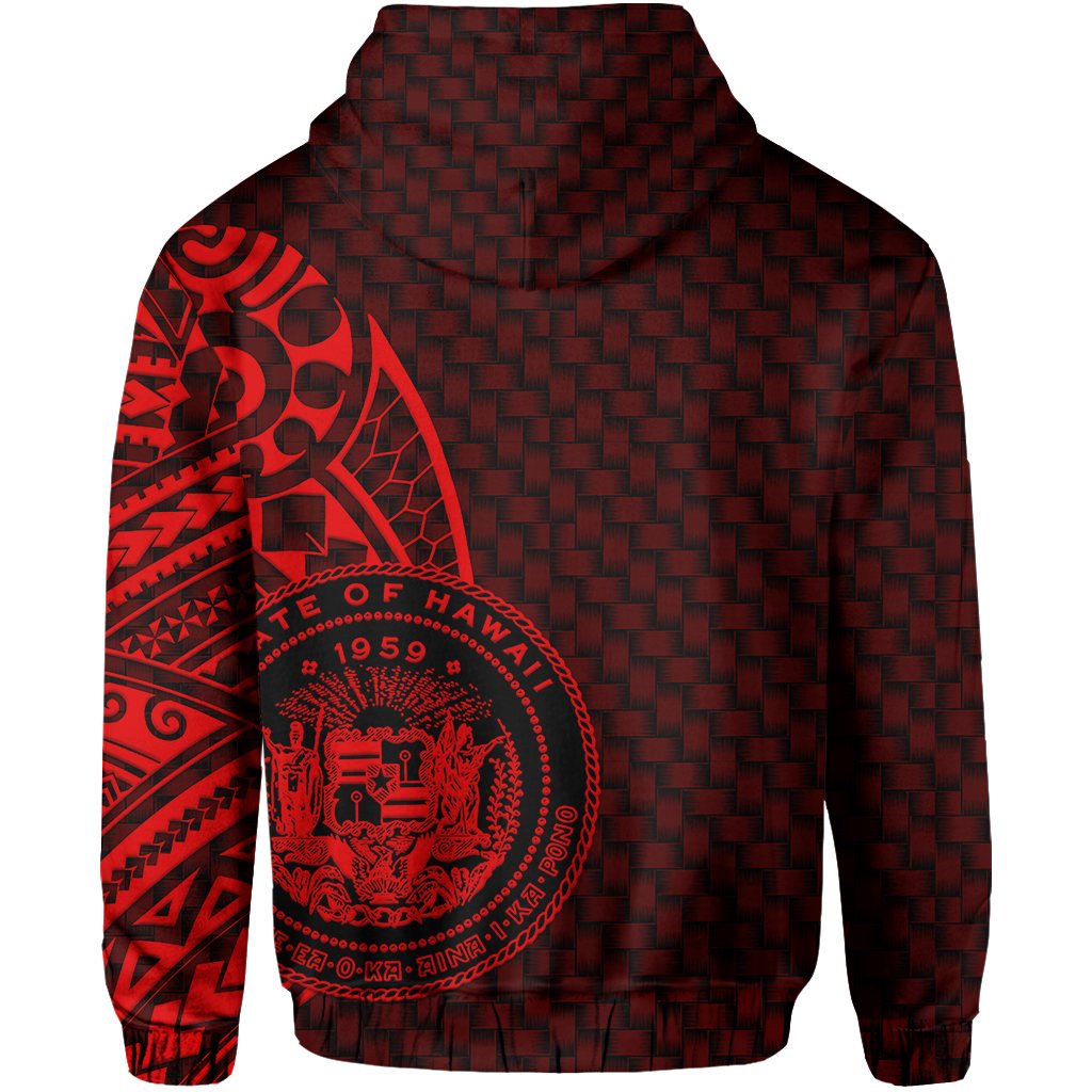 Hawaii Polynesian Hoodie Red Emboss Style - Polynesian Pride
