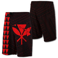 Hawaii Kakau Polynesian Kanaka Map Board Shorts - Red Men Red - Polynesian Pride