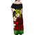 Hawaii Off Shoulder Dress - Banana Leaf With Plumeria Flowers Reggae - LT12 - Polynesian Pride