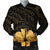 Royal Hibiscus Polynesian Tribal Golden Bomber Jacket - AH Black Unisex - Polynesian Pride