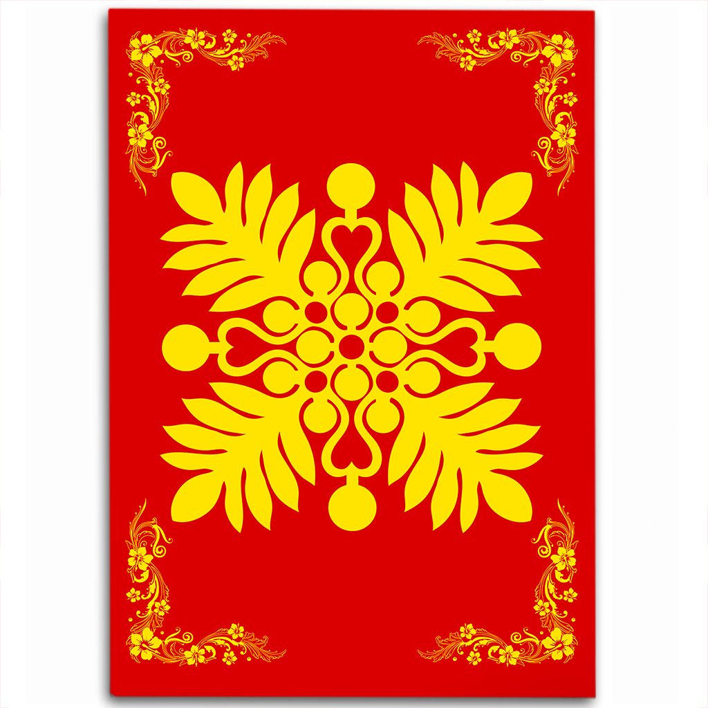 Hawaiian Quilt Maui Plant And Hibiscus Pattern Area Rug - Royal - AH Royal - Polynesian Pride