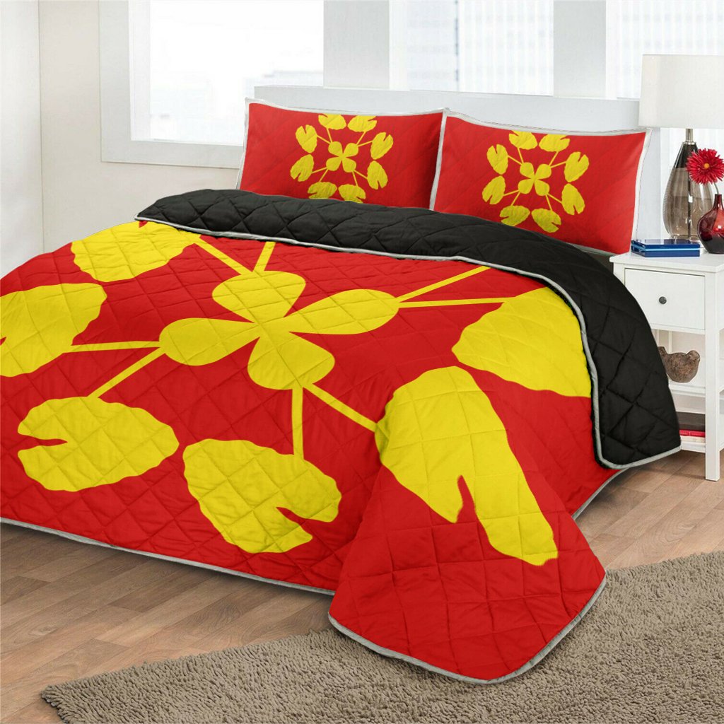 Hawaiian Royal Pattern Quilt Bed Set - Royal - D3 Style - Polynesian Pride
