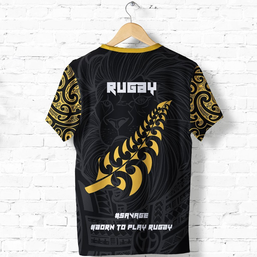 New Zealand Shirt, Maori Silver Fern Lion Rugby T Shirt - Polynesian Pride